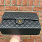 Chanel 21B Dark Grey Medium Caviar Classic Flap Bag