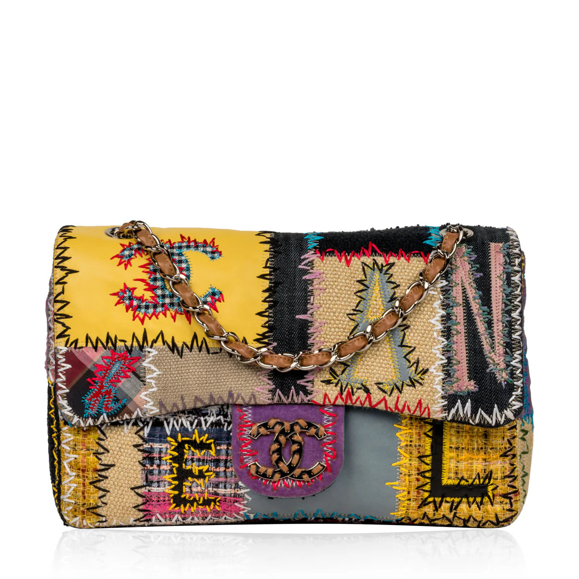 Chanel Jumbo Multicolor Patchwork Flap Bag