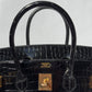 Hermes 18K Yellow Gold Diamond Black Porosus Crocodile Birkin 35