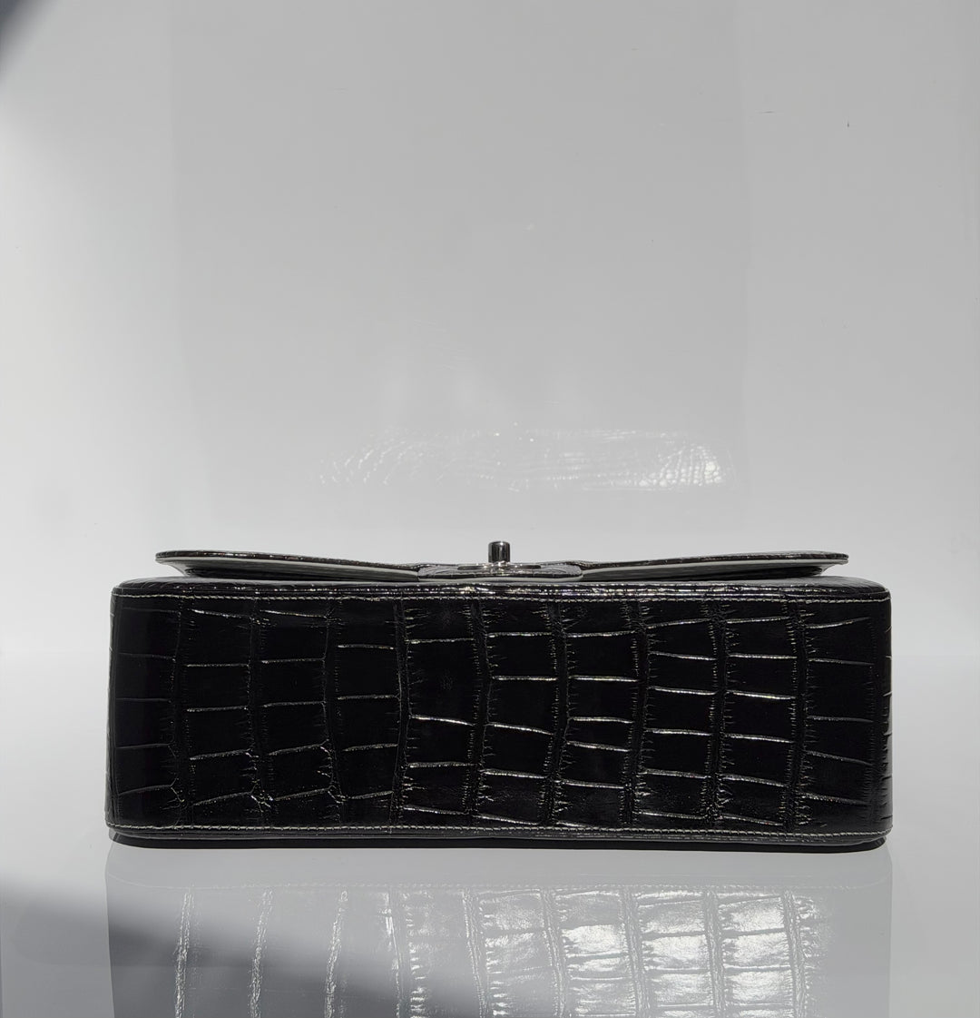 Chanel Jumbo Flap Grey & Black Ombre Alligator Silver Hardware 2015