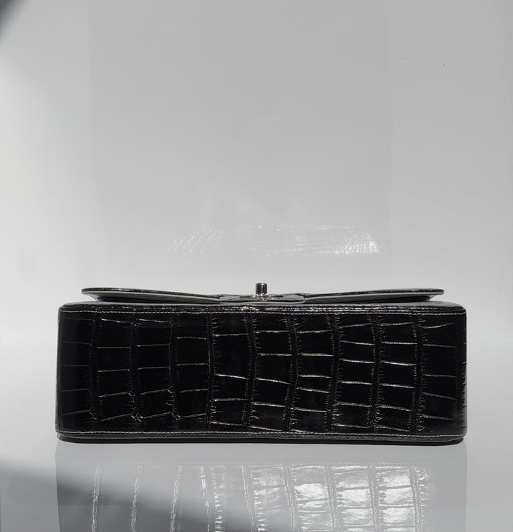 Chanel Jumbo Flap Grey & Black Ombre Alligator Silver Hardware 2015