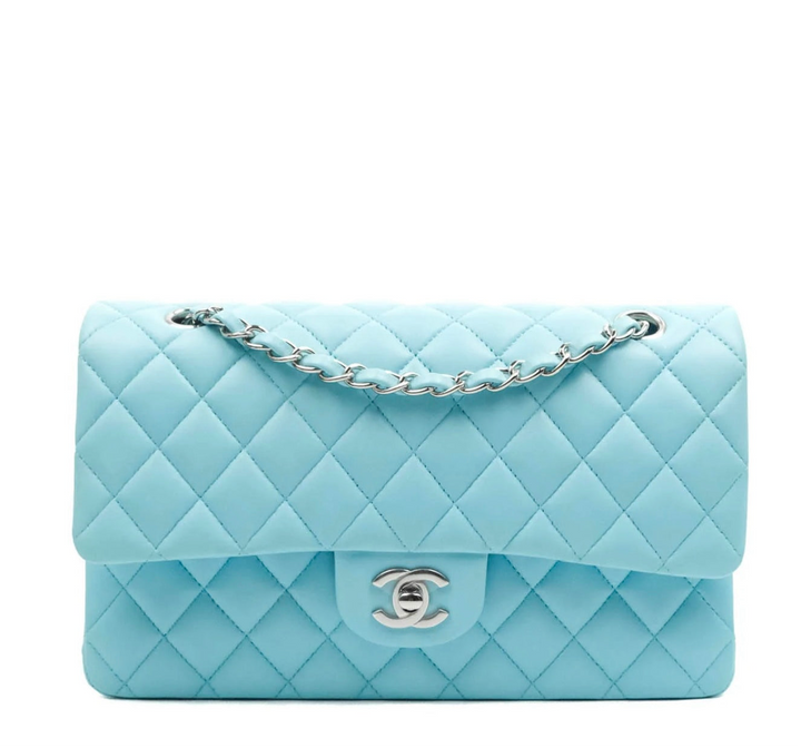 Chanel 21S Blue Neon Lambskin Medium Flap Bag