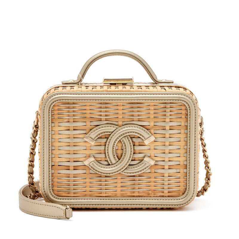 Chanel 2019 Small Gold Wicker Vanity