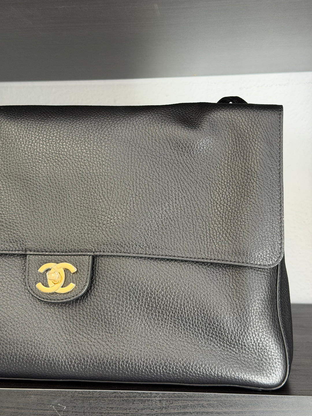 Chanel Maxi 38 Flap Bag Black Souplissimo Grained Calfskin Gold Tone Hardware 2026