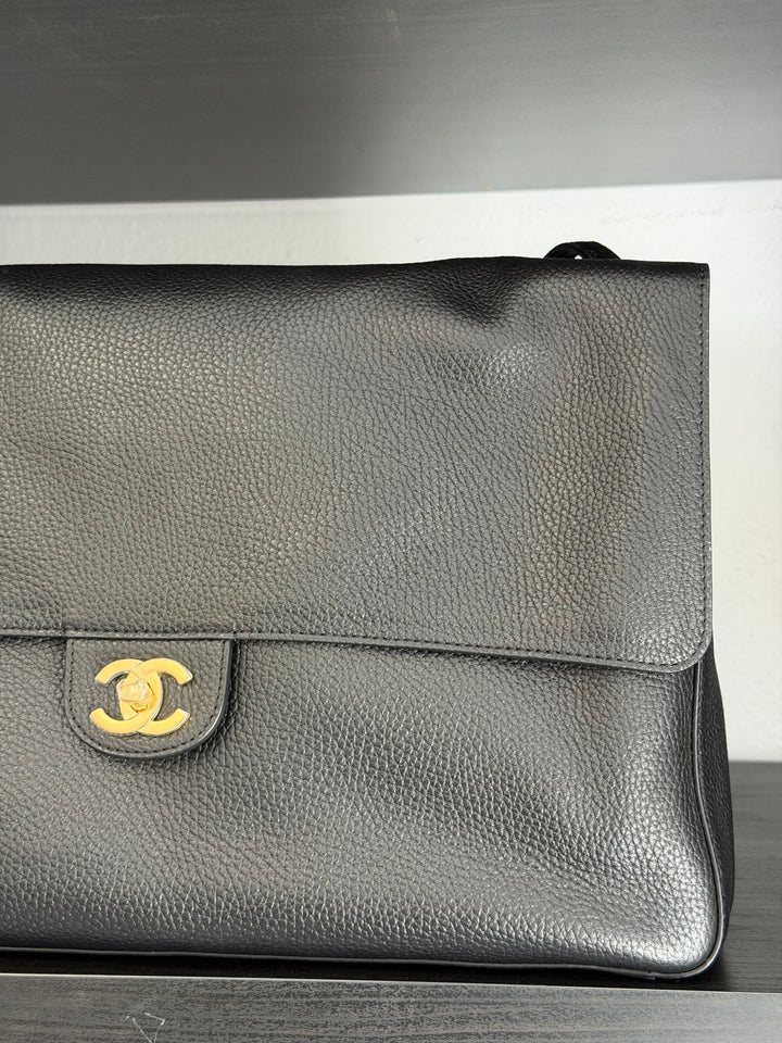 Chanel Maxi 38 Flap Bag Black Souplissimo Grained Calfskin Gold Tone Hardware 2026