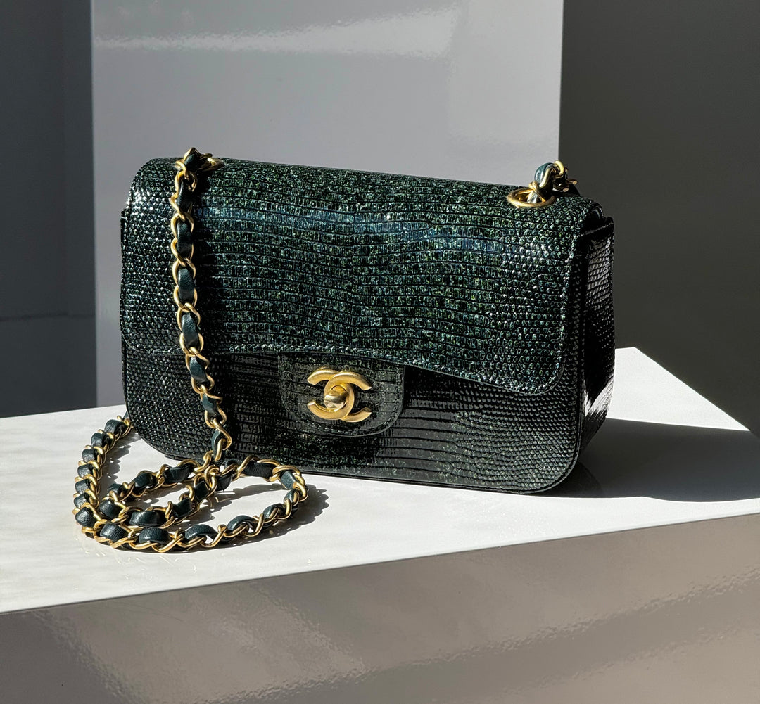 Chanel Green Lizard Mini Flap Bag