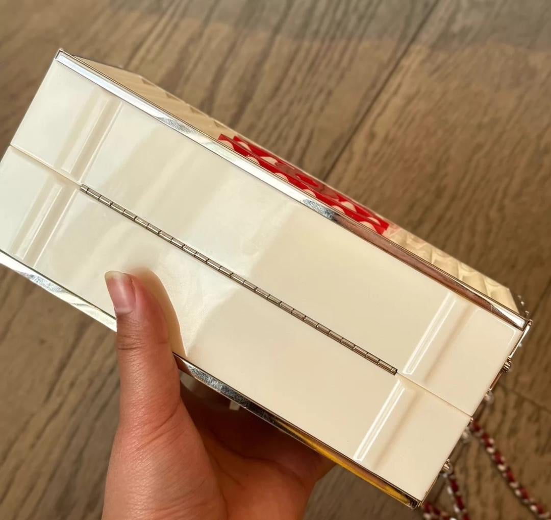 Chanel Shipping Container Bag Lucite White Silver Hardware 2018