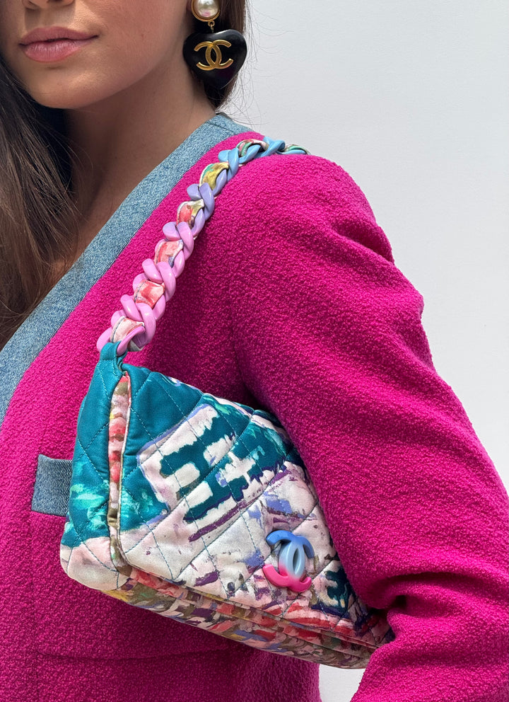 Chanel 2010 Watercolor Nylon Resin Flap Bag