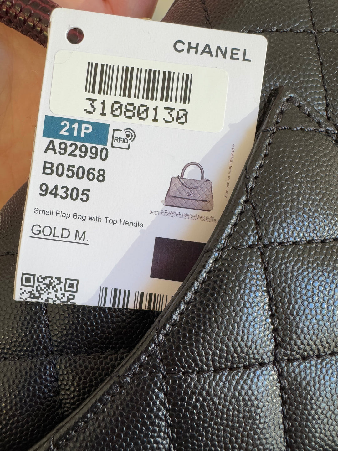 Chanel Small Black Caviar Coco + Burgundy Lizard Top Handle