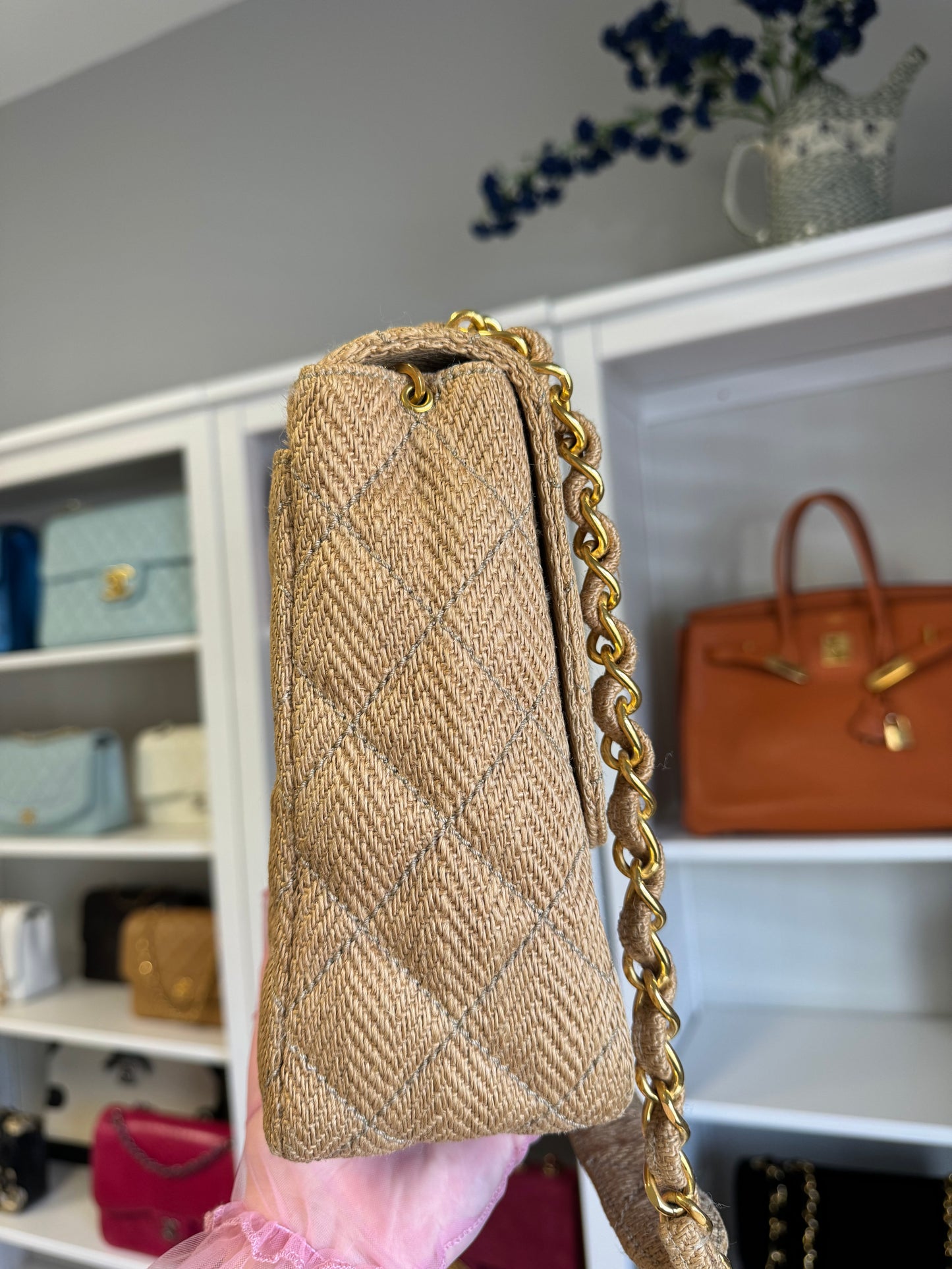 Chanel 24K Vintage Raffia Large Flap