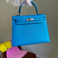Hermes Bleu Frida Chèvre Kelly 25 Sellier