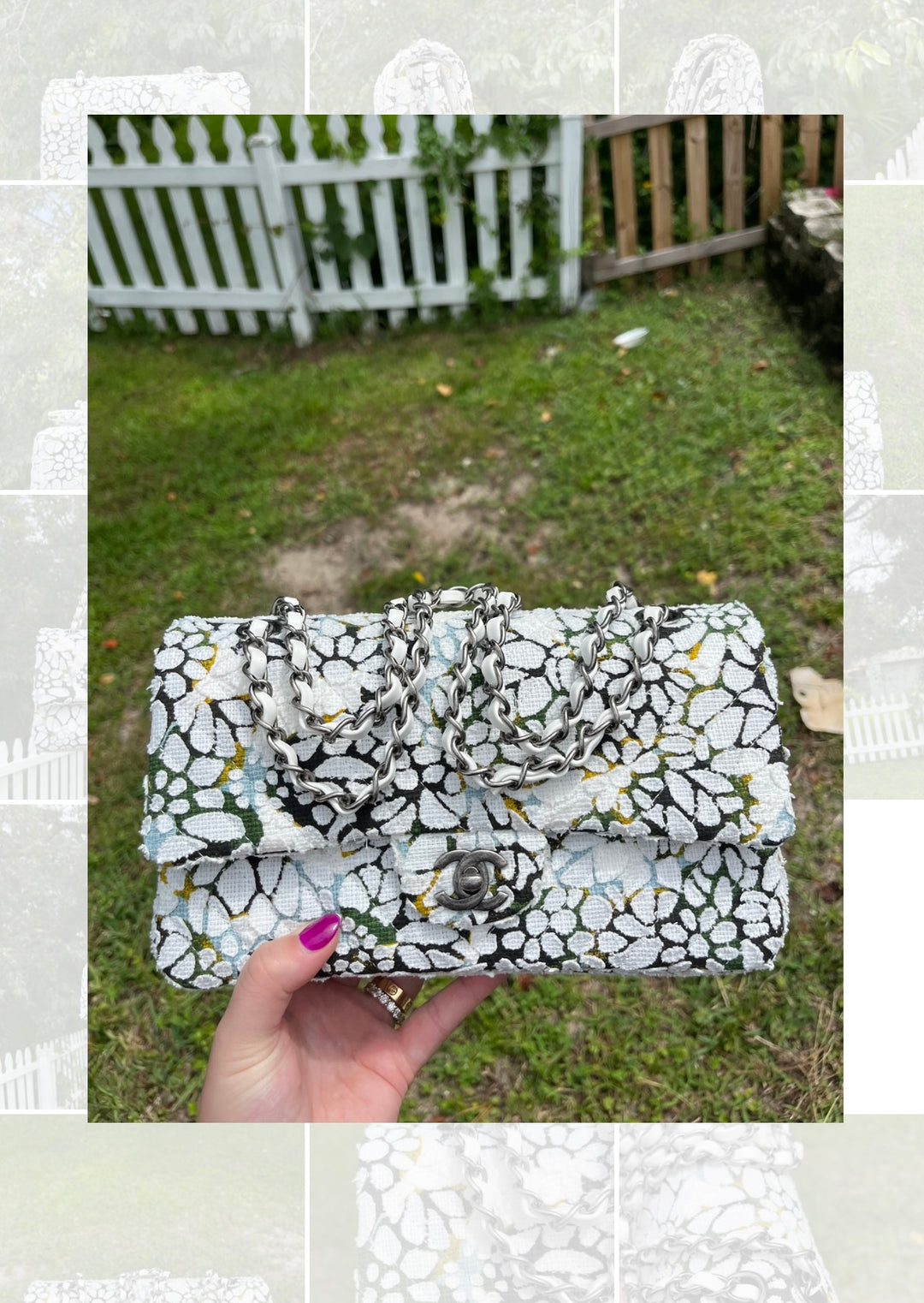 Chanel Floral Medium Tweed Classic Flap