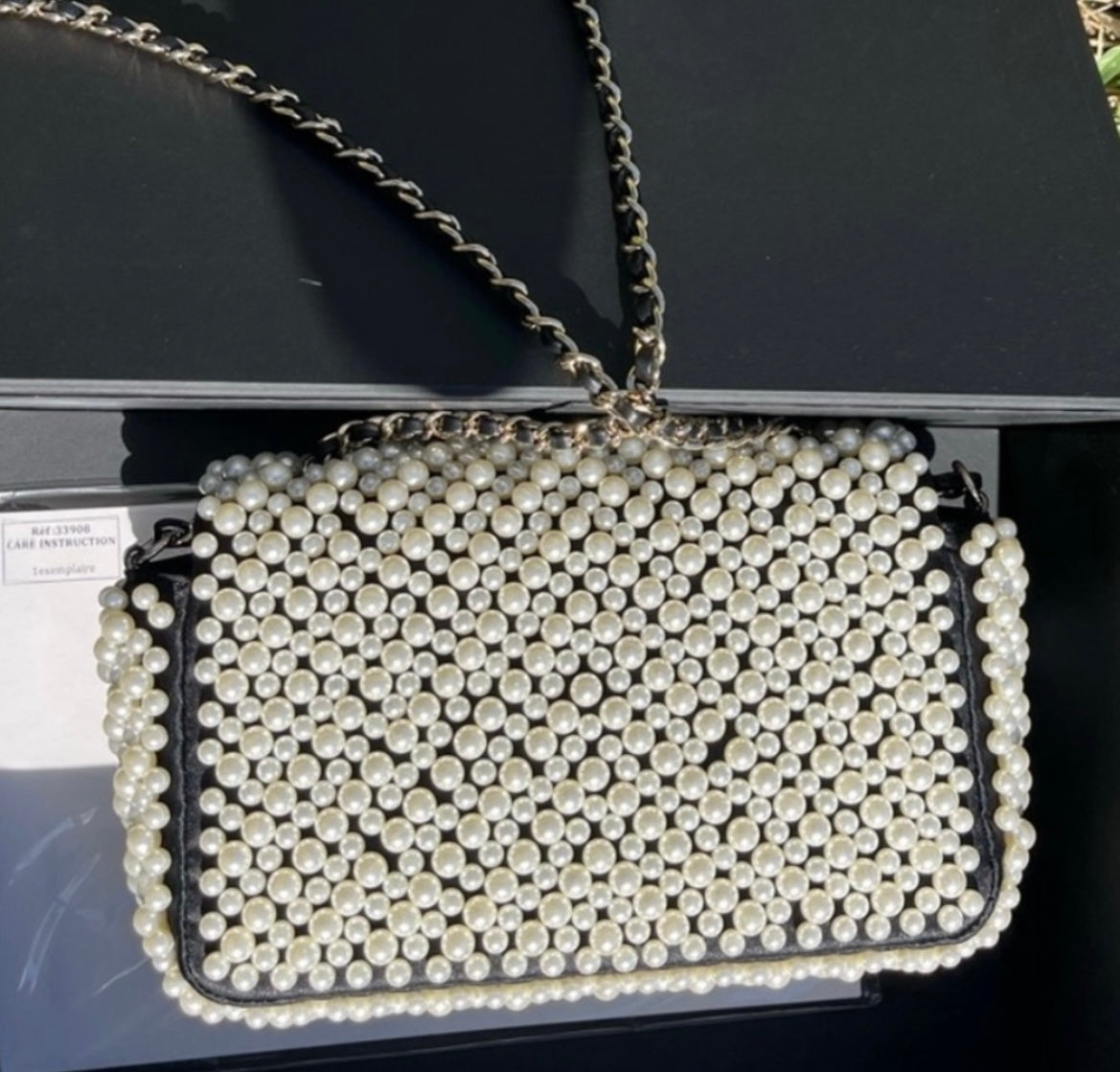 Chanel Pearl Embellished Mini Rectangular Flap Bag – Its A Luv Story