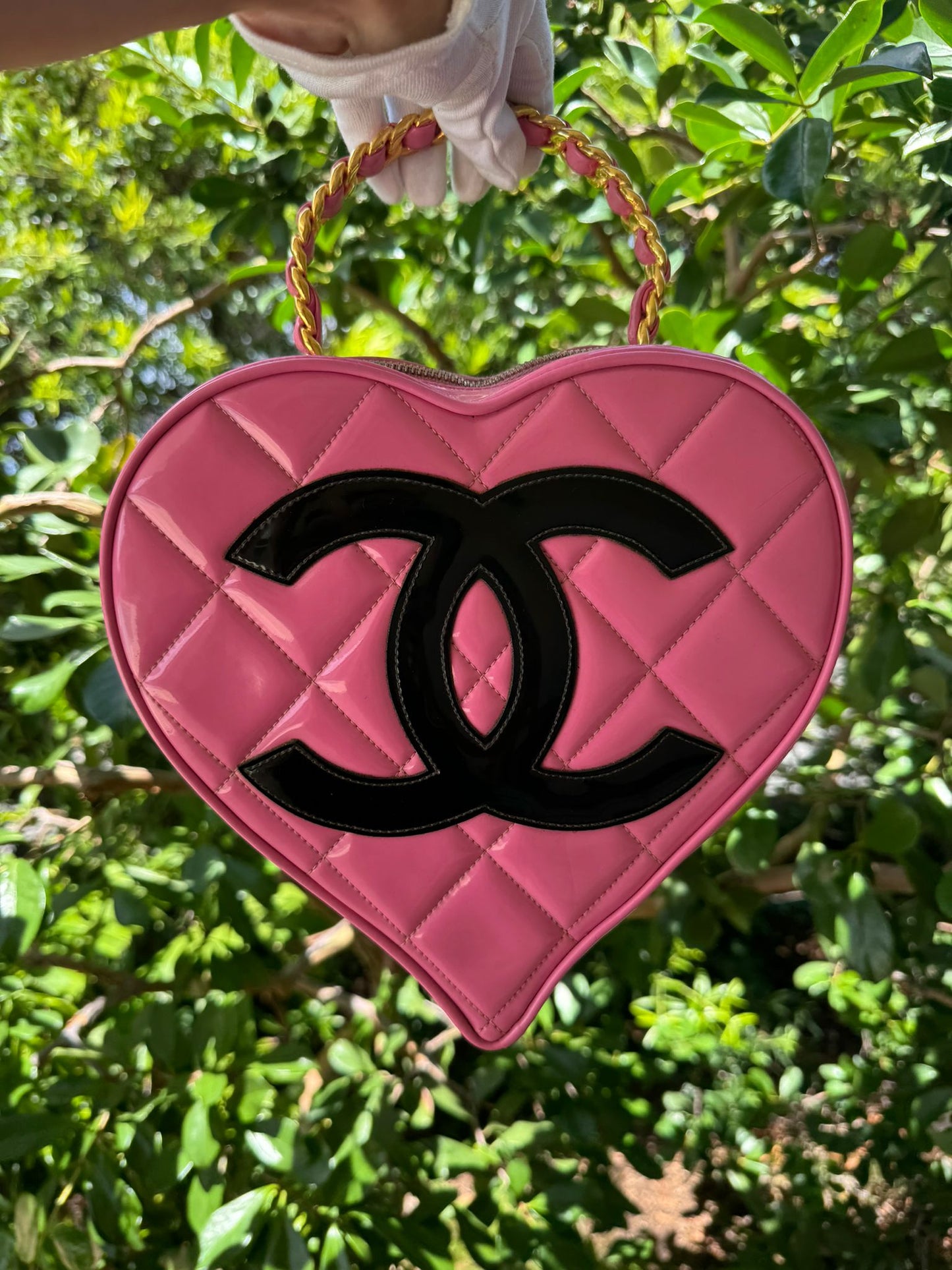 Chanel 1995 CC Pink Heart Vanity Bag