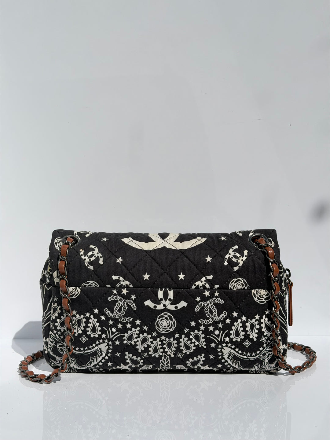 Chanel Medium Paris-Dallas Bandana Flap Canvas Black and White Ruthenium Hardware 2014