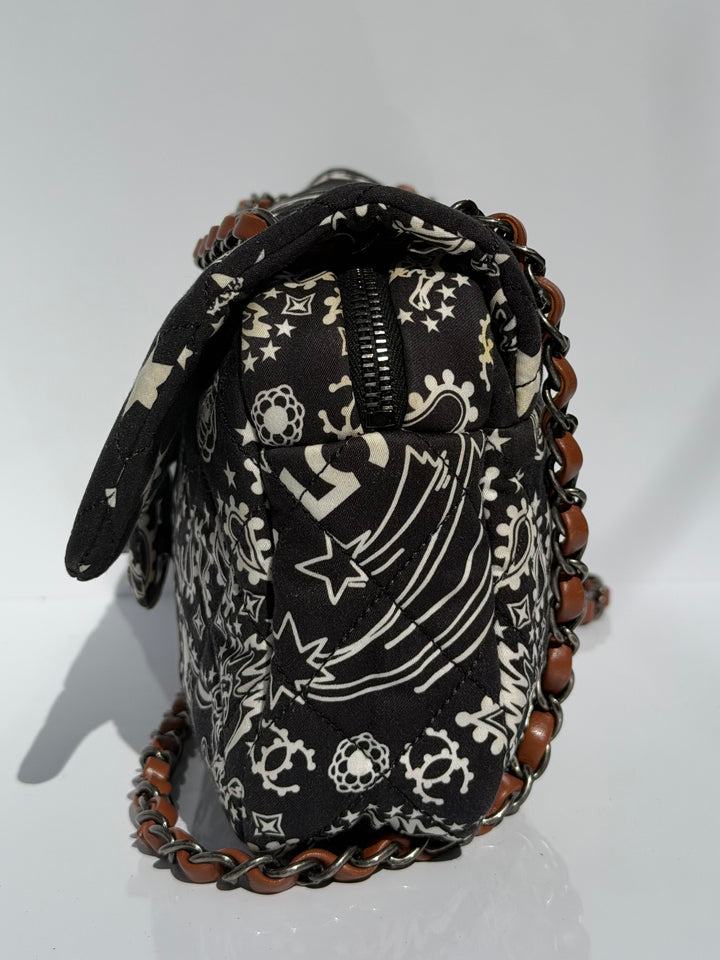 Chanel Medium Paris-Dallas Bandana Flap Canvas Black and White Ruthenium Hardware 2014