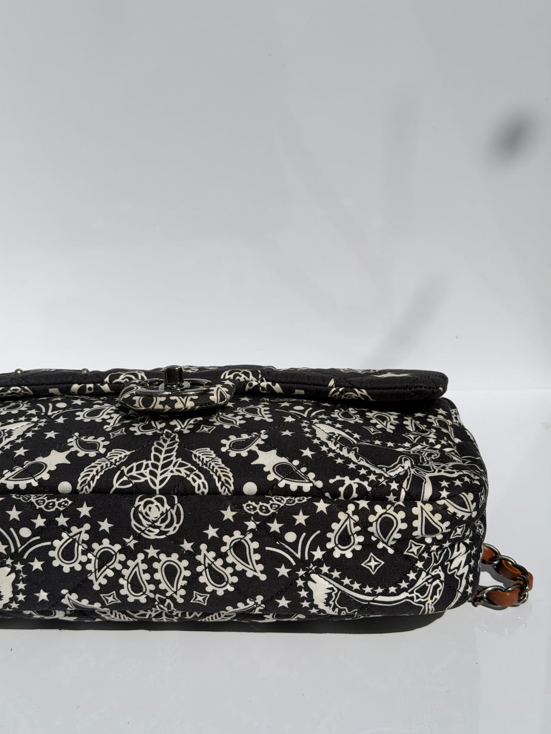 Chanel Medium Paris-Dallas Bandana Flap Canvas Black and White Ruthenium Hardware 2014
