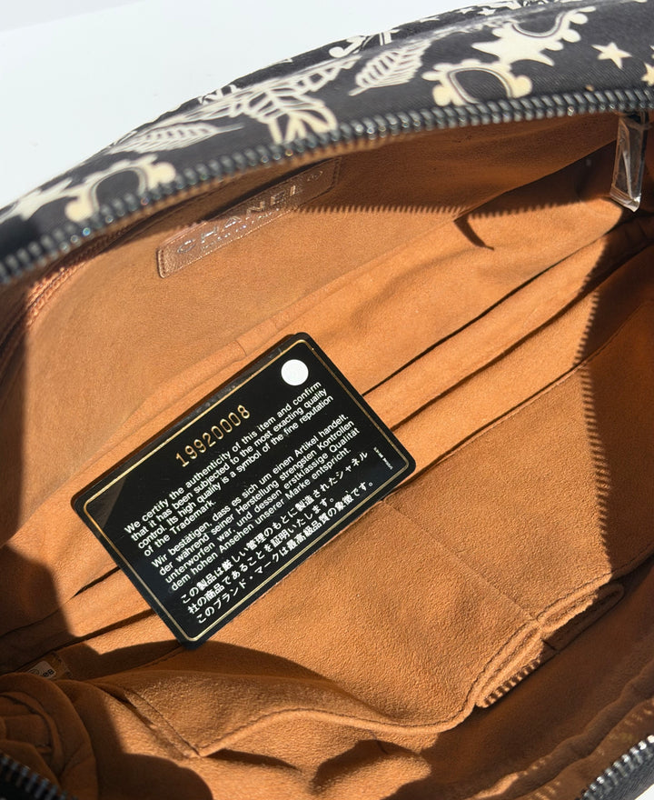Chanel Medium Paris-Dallas Bandana Flap Canvas Black and White Ruthenium Hardware 2014