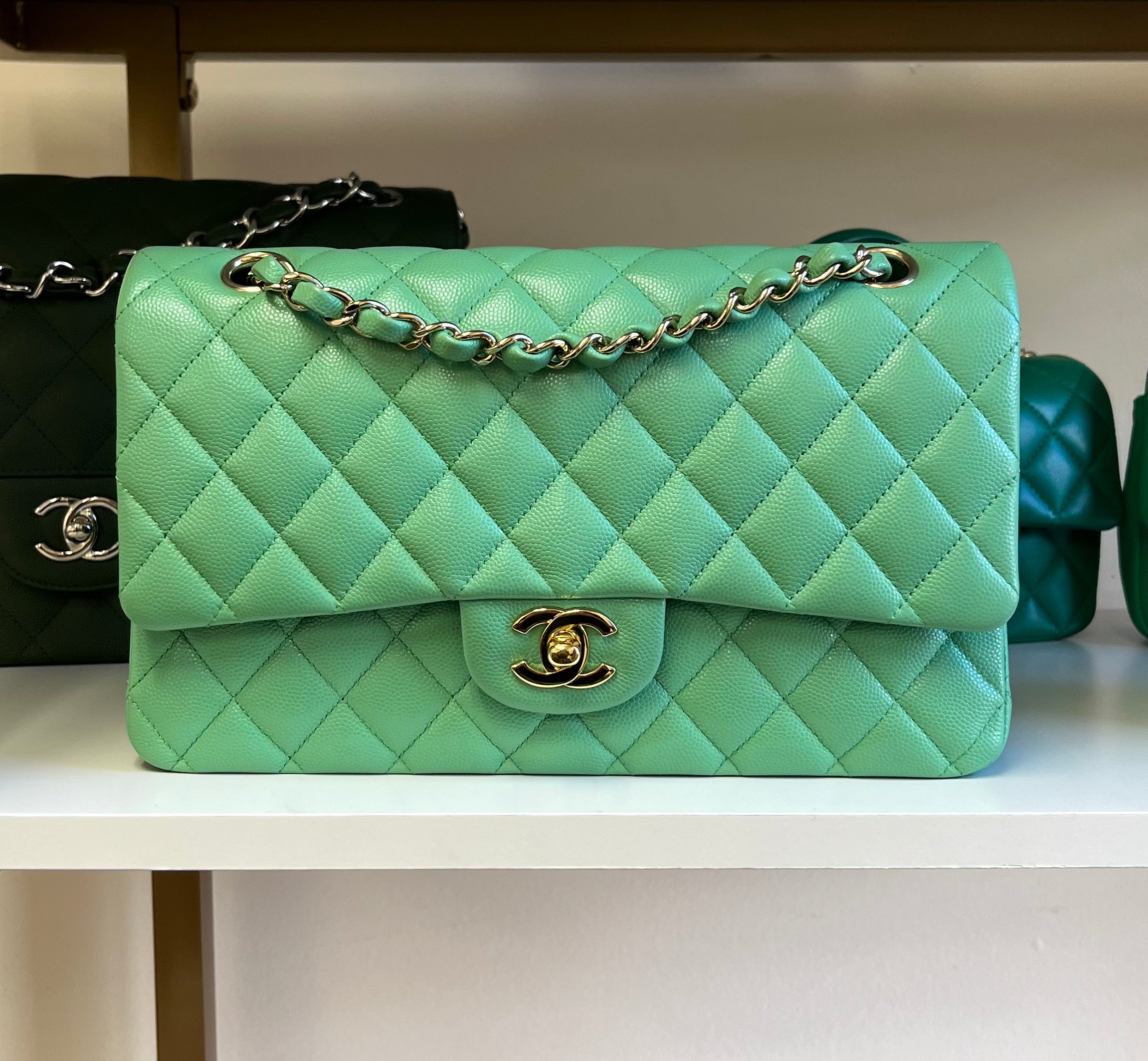 Chanel Light Green Medium Caviar Double Flap Bag – Its A Luv Story
