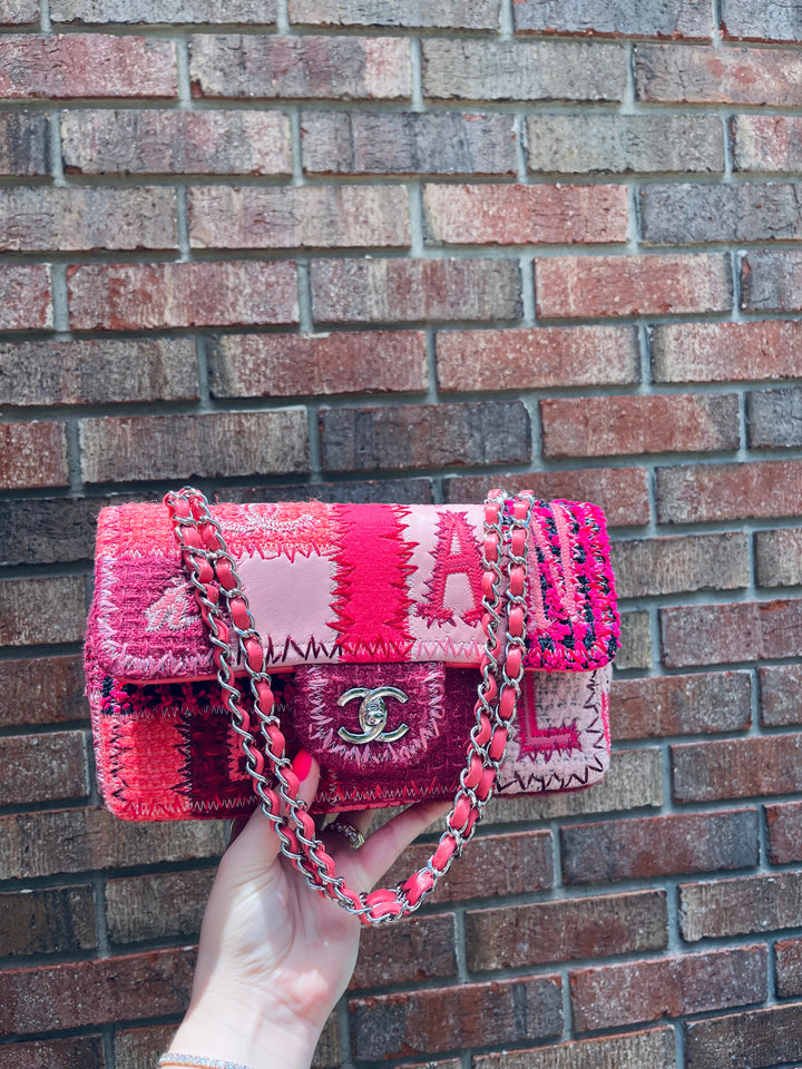 Chanel Medium Timeless Patchwork Shoulder Bag Pink Silver Hardware 2016