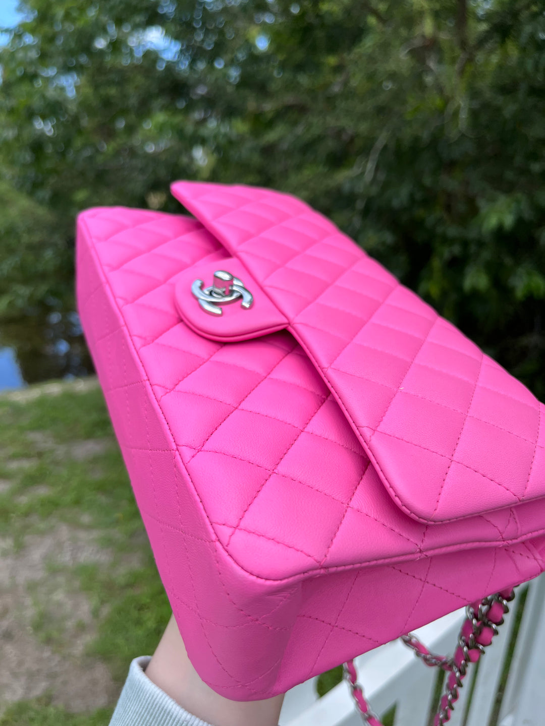 Chanel 21S Pink Neon Lambskin Medium Flap Bag