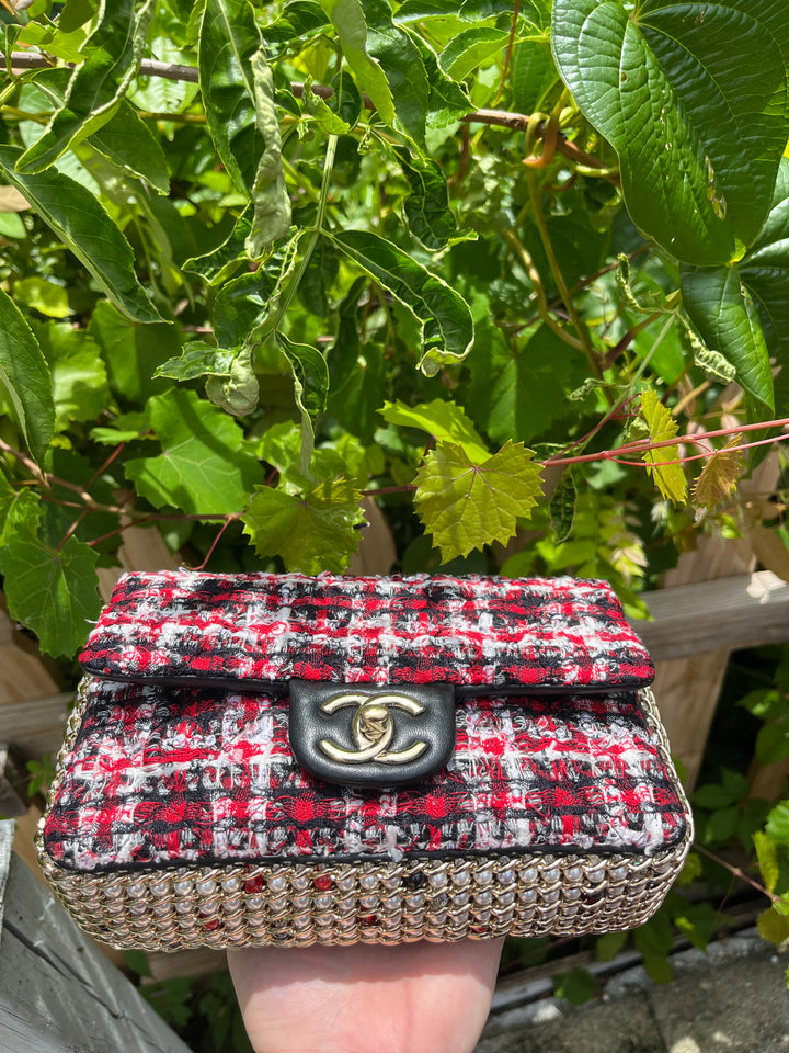 Chanel Pearl Ecru/Tweed Mini Rectangular Flap Bag