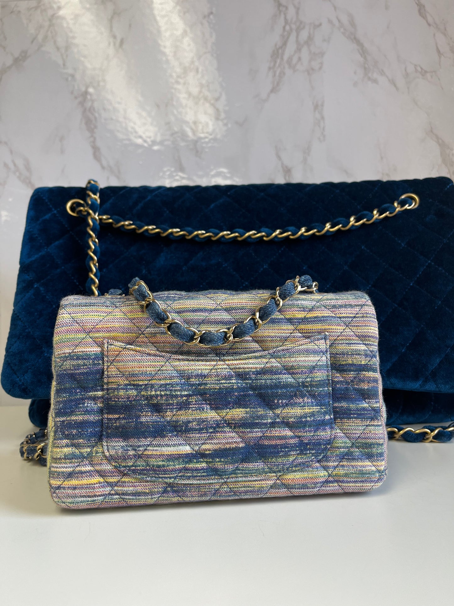 Chanel Striped Denim Mini Rectangular Flap Bag