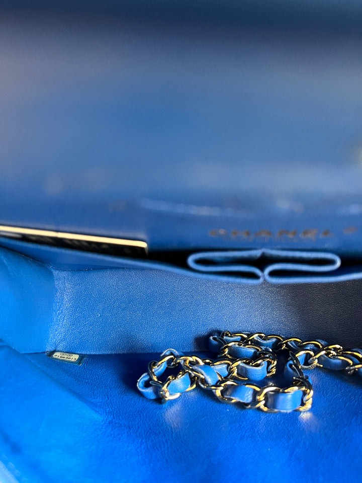 Chanel Electric Blue Medium Lambskin Double Flap Bag