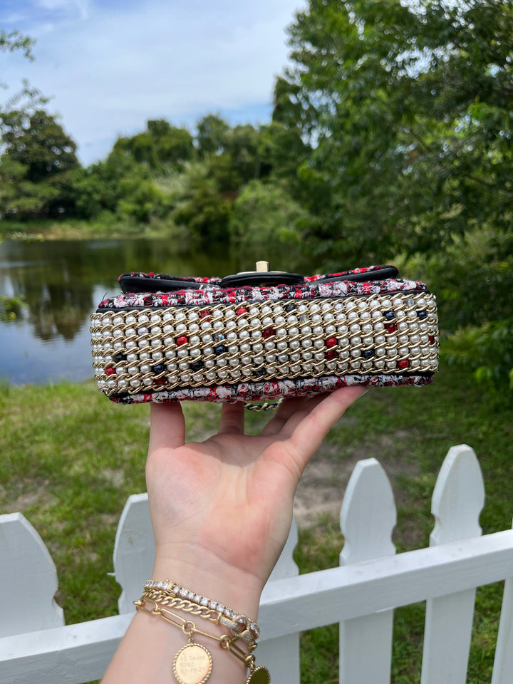 Chanel Pearl Ecru/Tweed Mini Rectangular Flap Bag