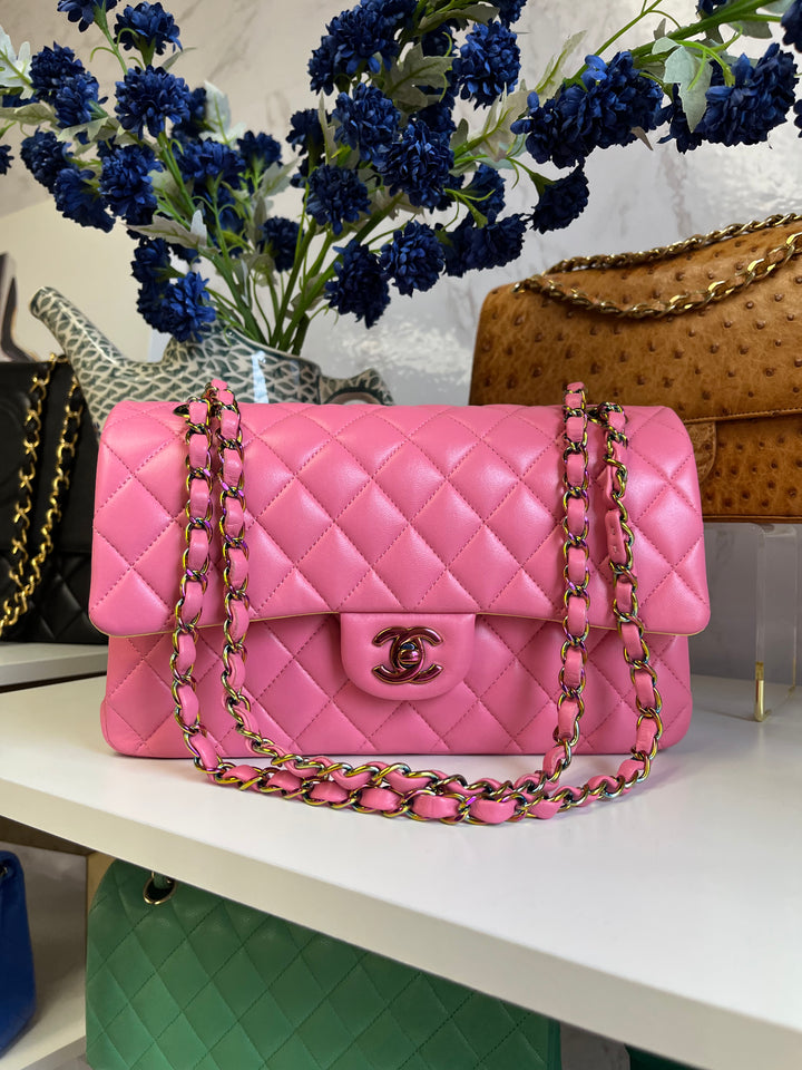 Chanel Pink Medium Lambskin Rainbow Double Flap Bag