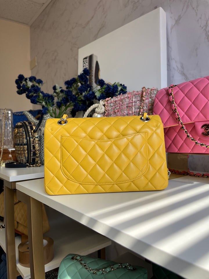 Chanel Yellow Small Lambskin Classic Flap Bag