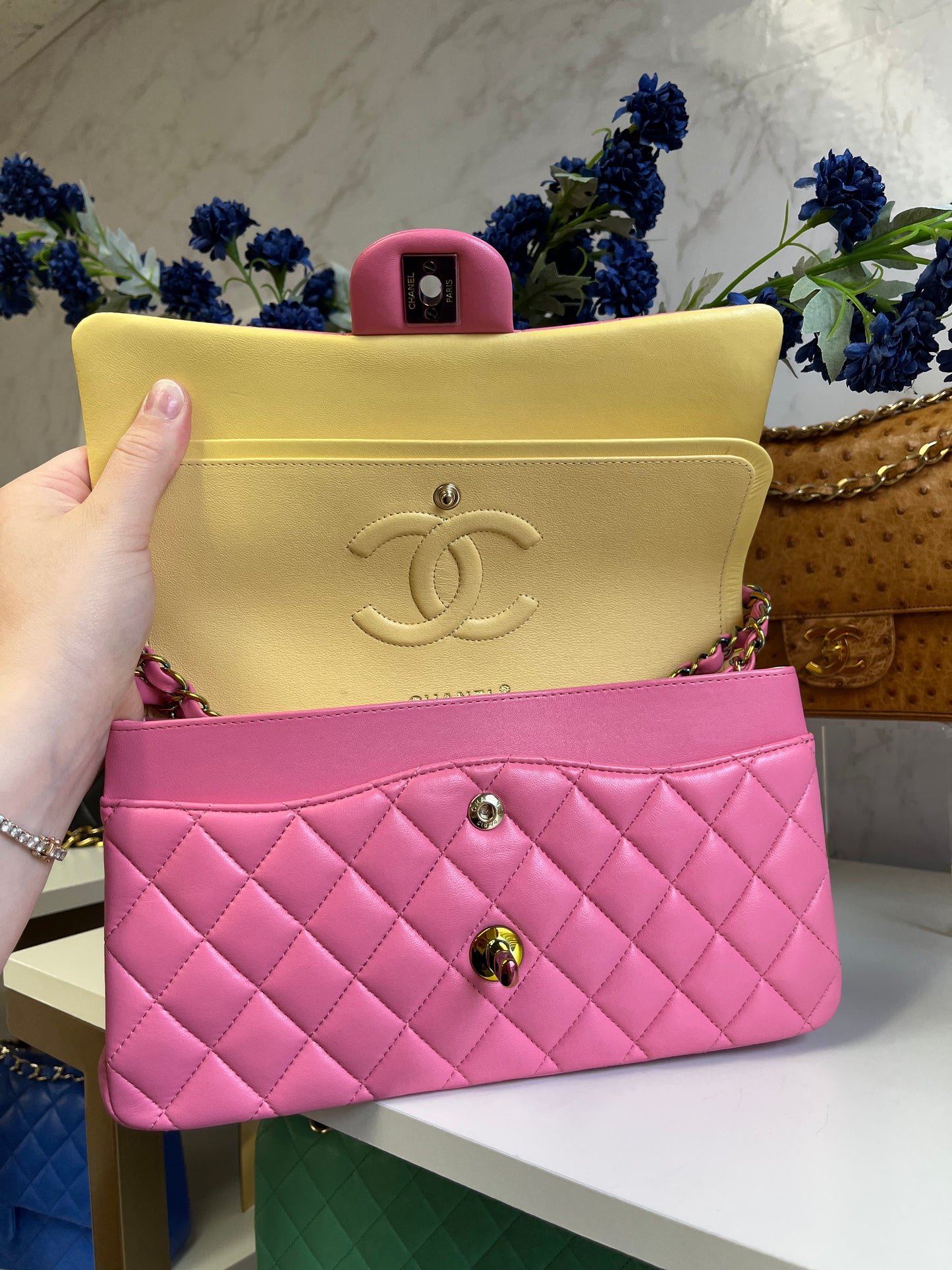 Chanel Pink Medium Lambskin Rainbow Double Flap Bag