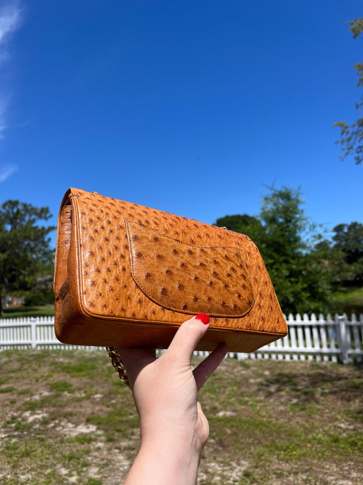 Chanel Rare Vintage Ostrich Medium Double Flap Bag