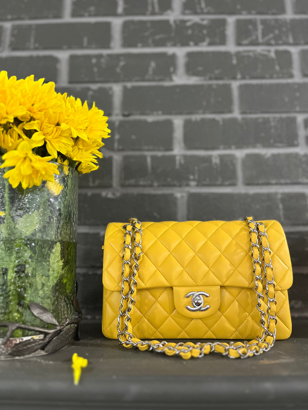 Chanel Yellow Small Lambskin Classic Flap Bag