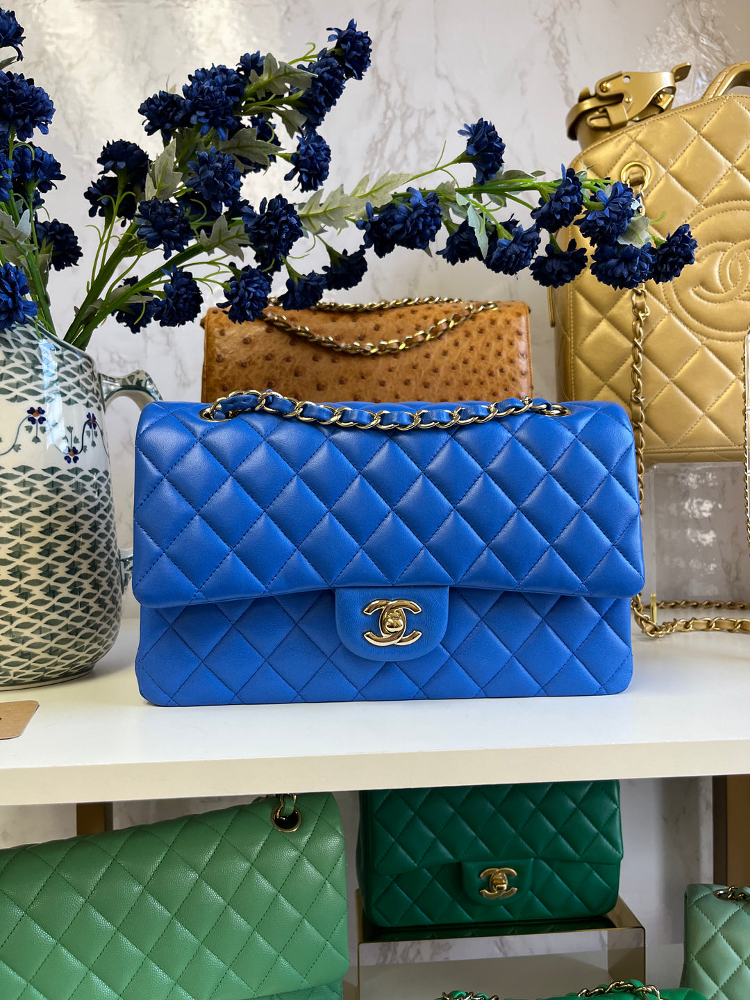 Chanel Electric Blue Medium Lambskin Double Flap Bag
