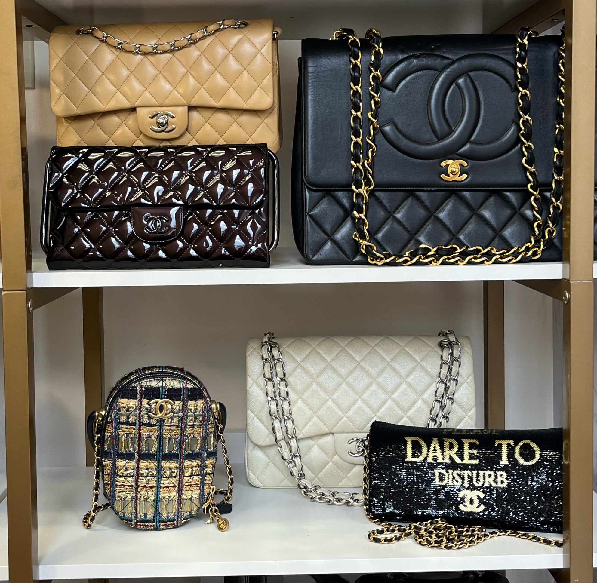 Chanel 19A Egyptian Gold Crocodile Print Rectangular Mini Flap Bag GHW   Boutique Patina