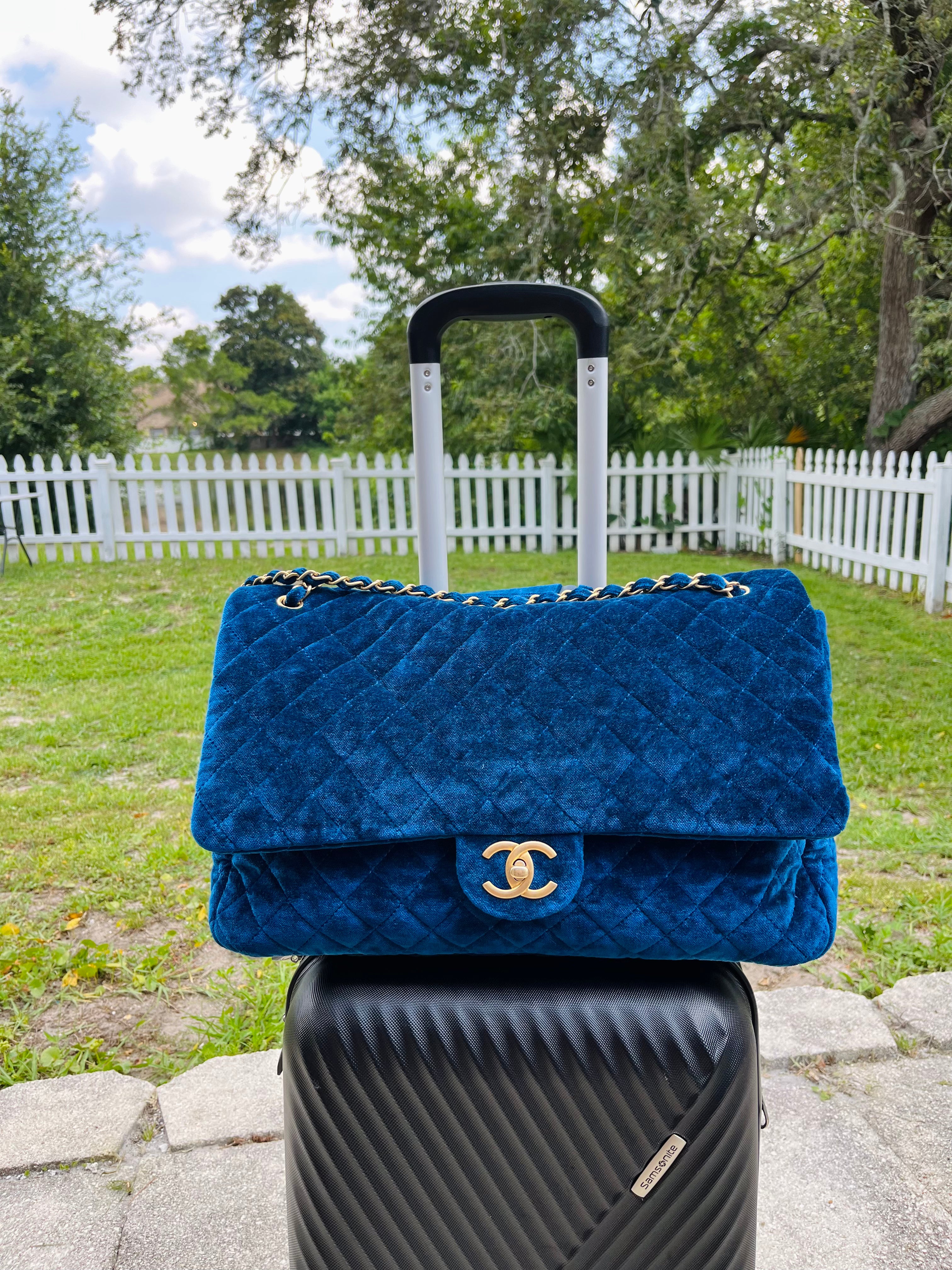 Chanel Blue Velvet Limited Edition XXL Airlines Flap Bag – Its A Luv