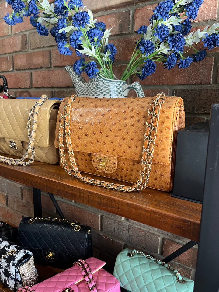 Chanel Rare Vintage Ostrich Medium Double Flap Bag