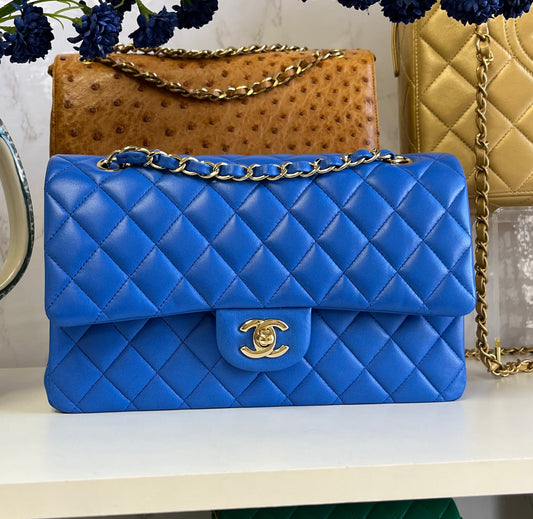 Chanel Electric Blue Medium Lambskin Double Flap Bag