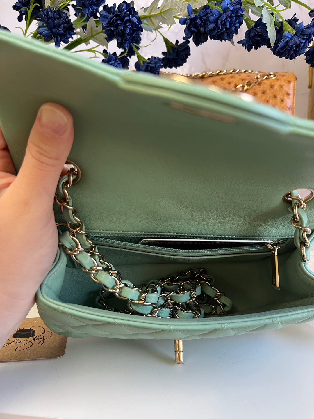 Chanel Light Pistachio Green Lambskin Mini Rectangular Flap Bag