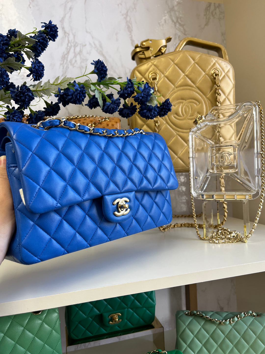 Chanel Electric Blue Medium Lambskin Double Flap Bag