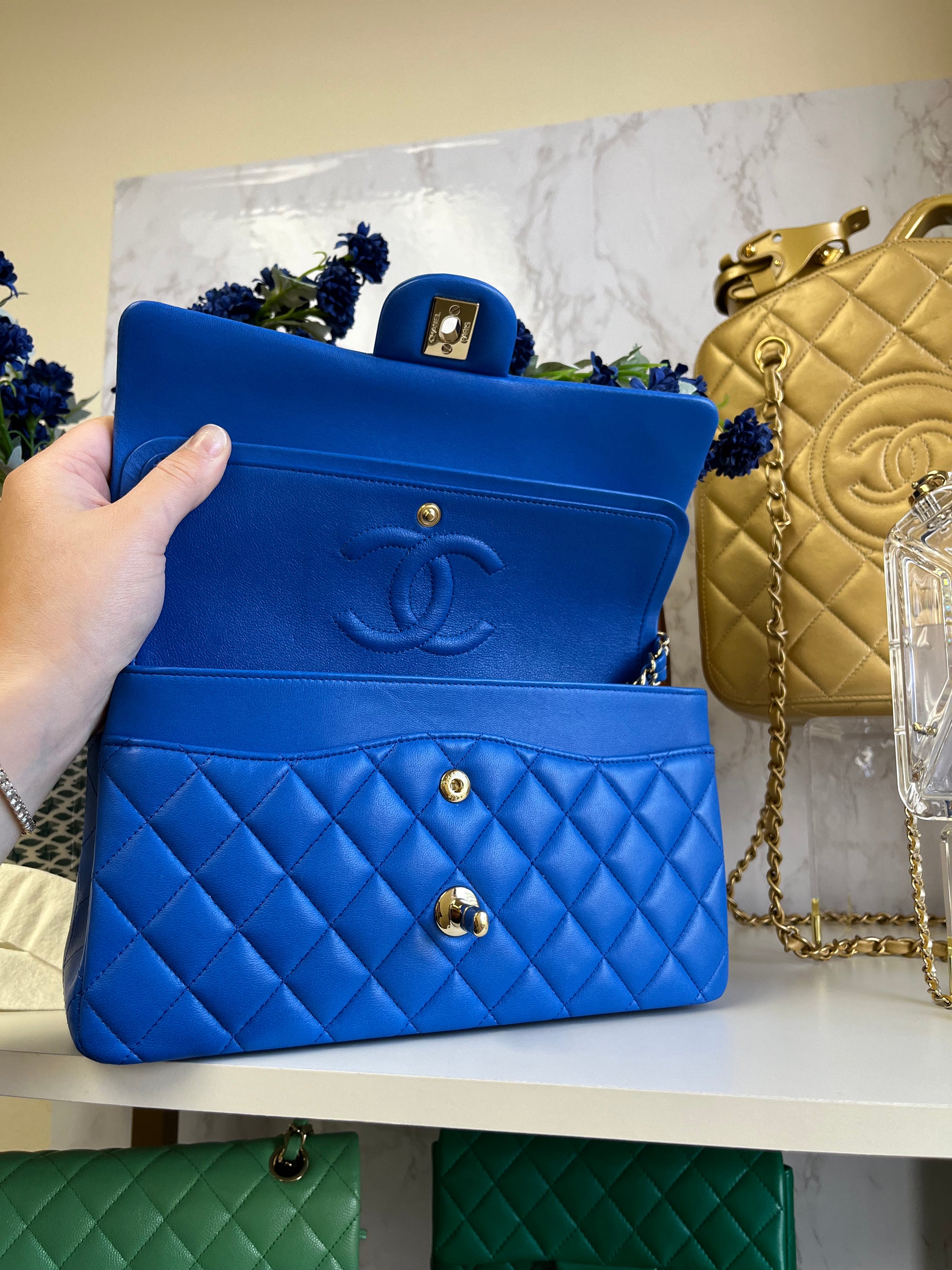 Chanel Electric Blue Medium Lambskin Double Flap Bag