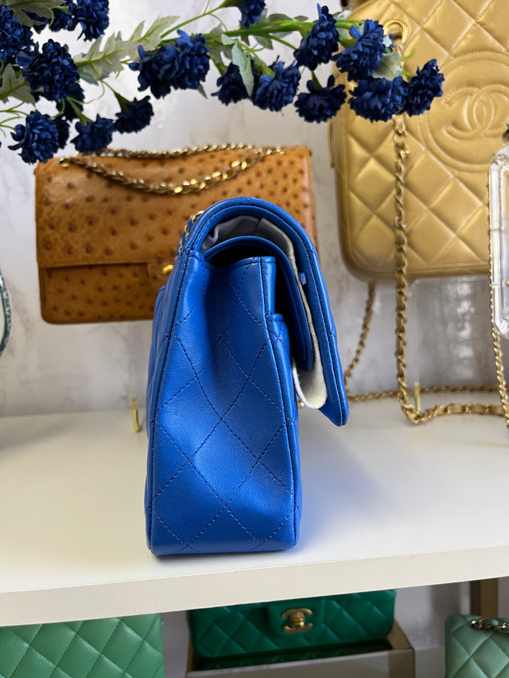 Chanel Electric Blue Medium Lambskin Double Flap Bag