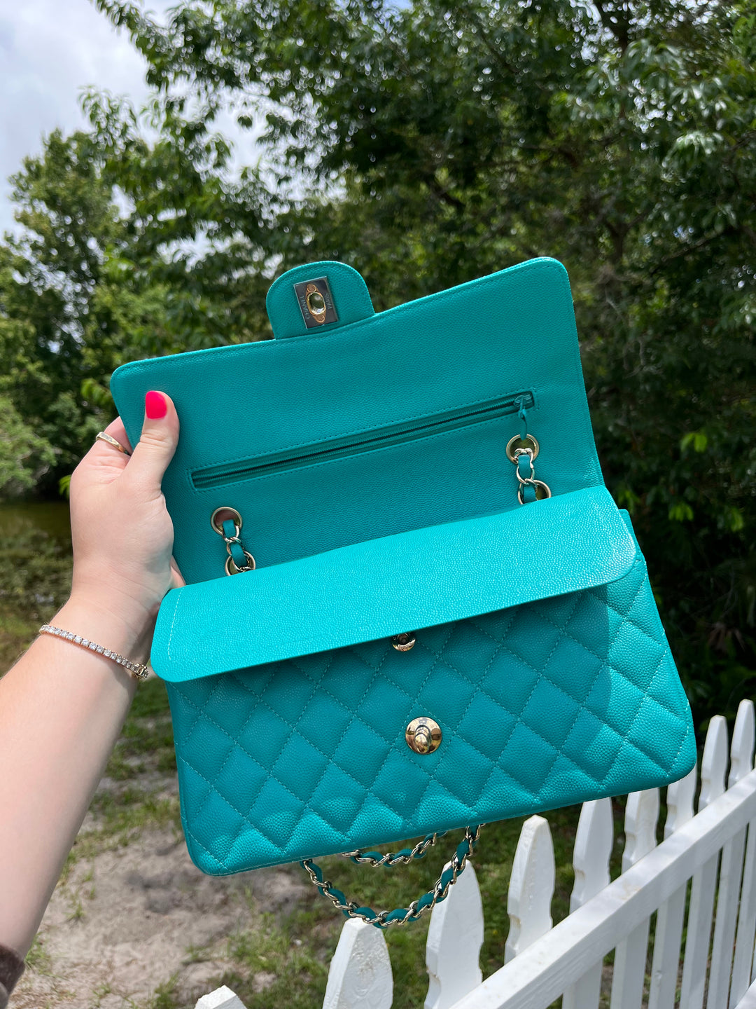 Chanel Turquoise (17C) Medium Caviar Double Flap Bag – Its A Luv Story