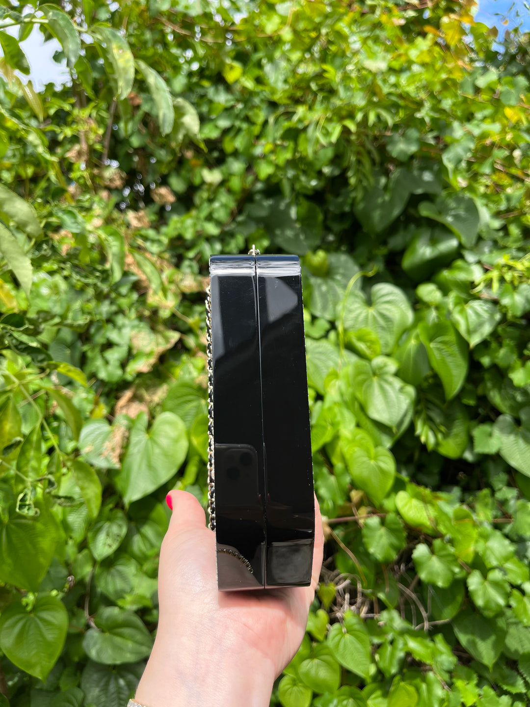 Limited edition Chanel Runway Black Resin Crystal Pearl Evening Clutch Shoulder Box