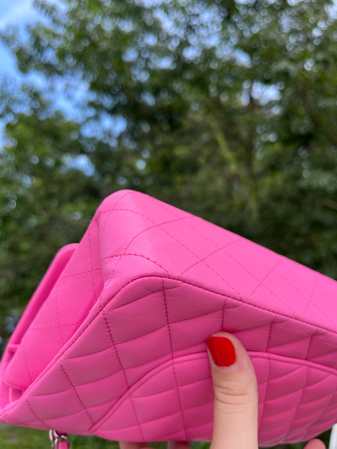 Chanel 21S Pink Neon Lambskin Medium Flap Bag