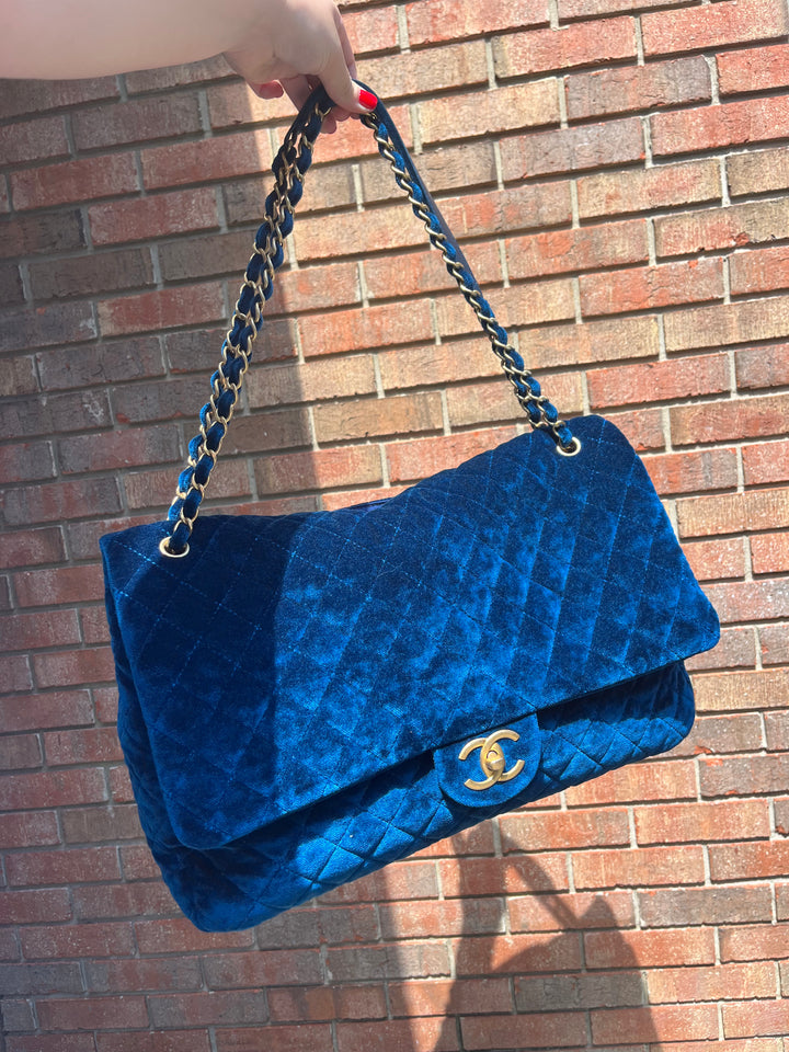Chanel Blue Velvet Limited Edition XXL Airlines Flap Bag