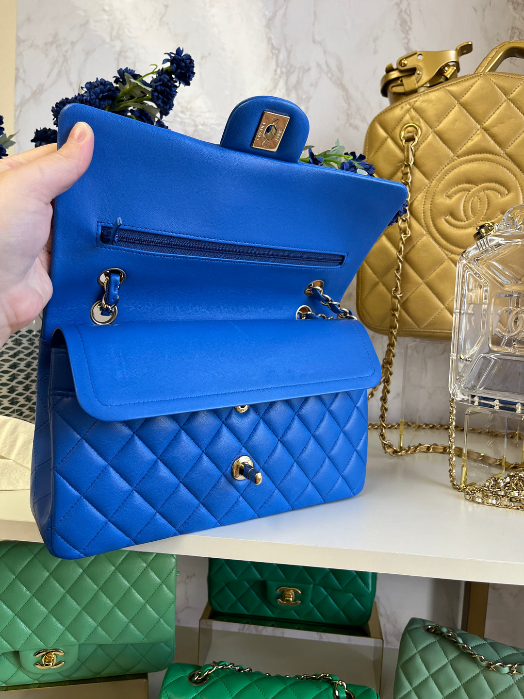 Chanel Electric Blue Medium Lambskin Double Flap Bag