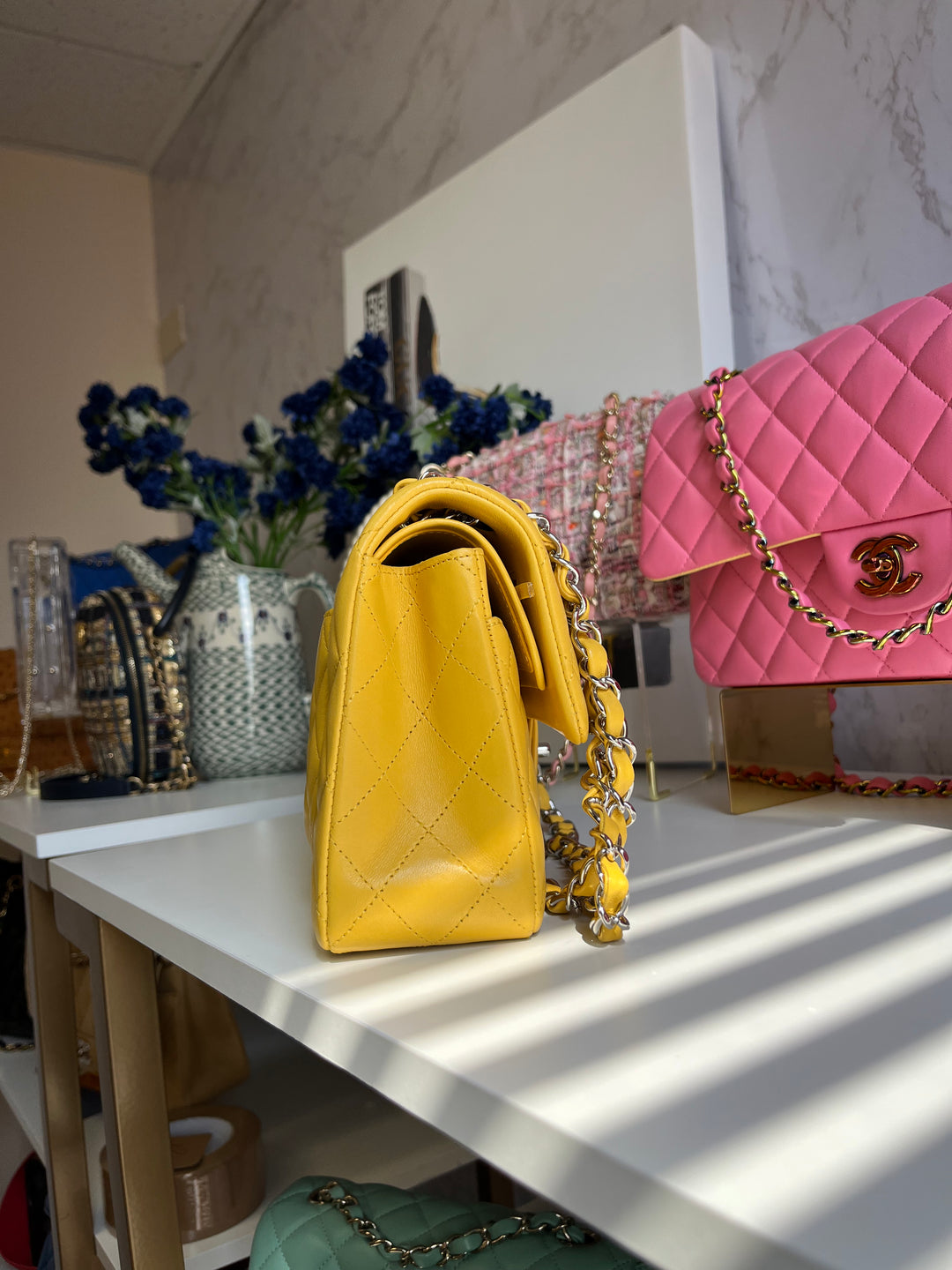 Chanel Yellow Small Lambskin Classic Flap Bag