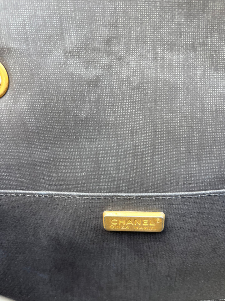 Chanel 18C Black Ancient Greece Raffia Crochet Flap Bag